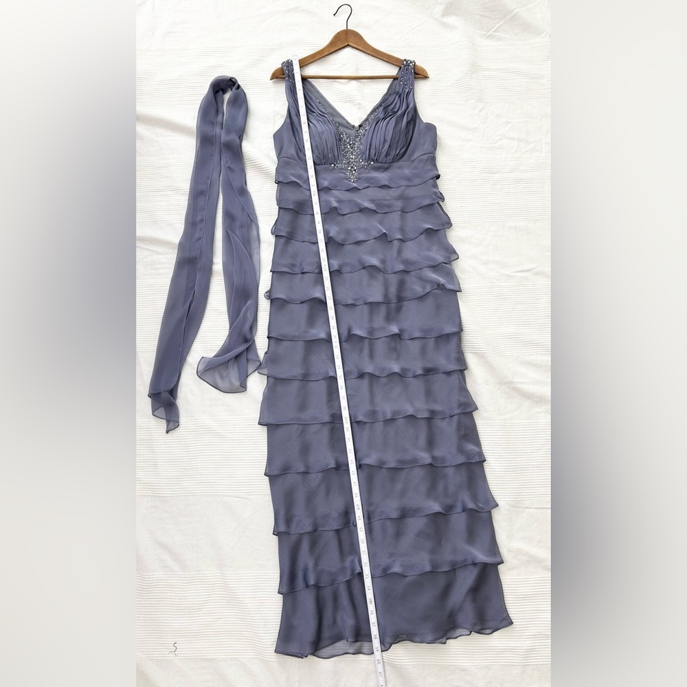 Beaded Tiered Lavender Maxi Dress with V-Neck - Picture 5 of 16